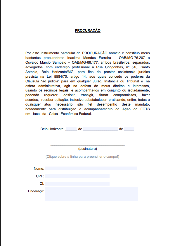 procuracao Processos FGTS