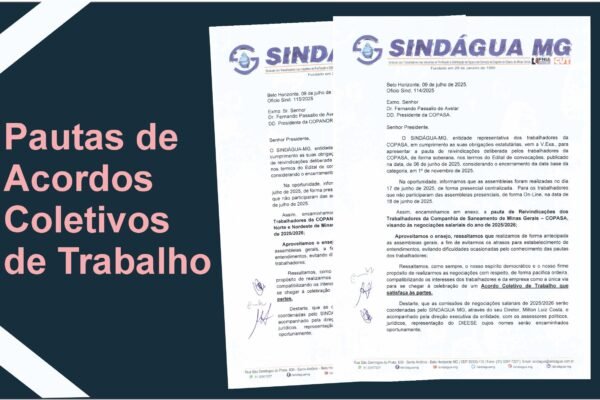 CATEGORIA AGUARDA AGENDA DE REUNIÕES PARA OS ACORDOS DA COPASA E COPANOR