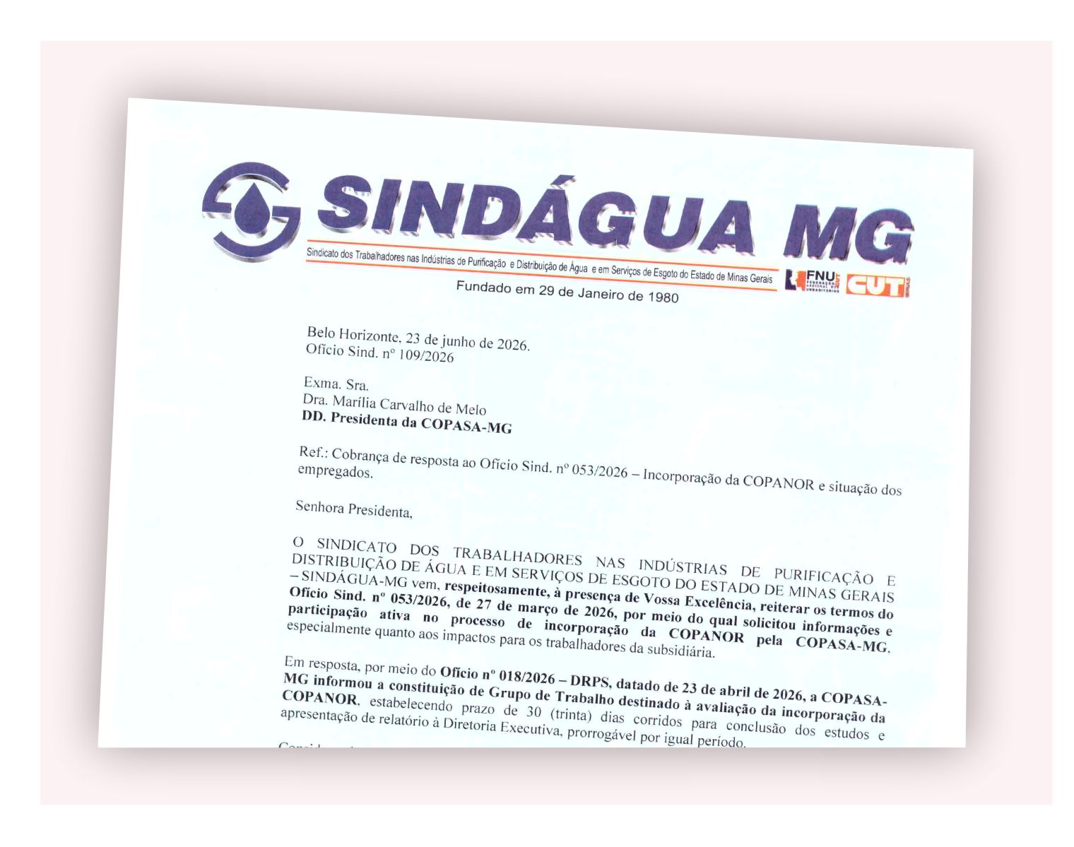 oficio sindagua